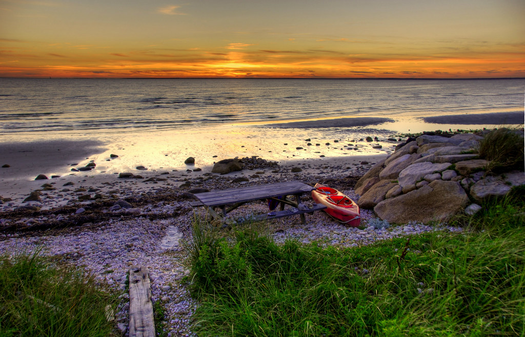 Sunset with kayak West Falmouth, MA. slack12 Flickr