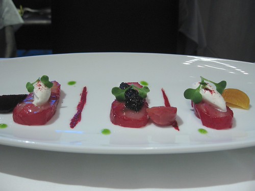 Hamachi Dr. S' first course was raw fish beautifully