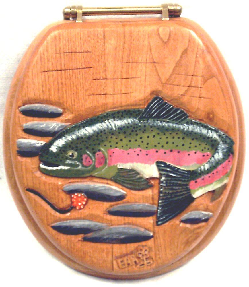 rainbow trout carved wood toilet seat see This seat and mo… Flickr
