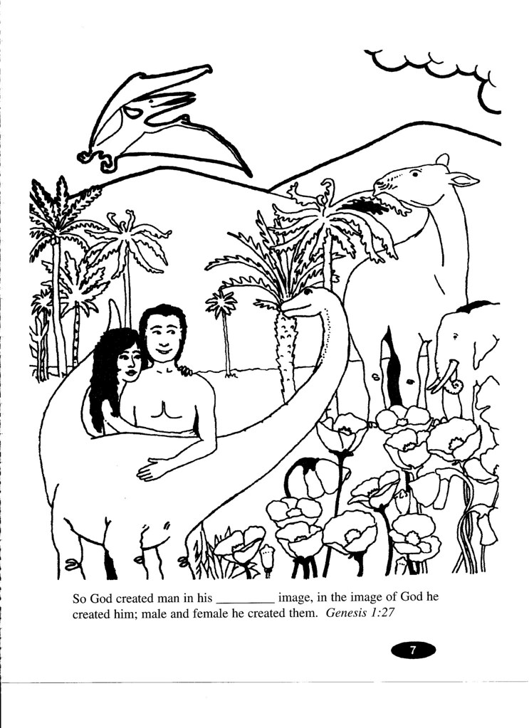 God Created Dinosaurs and People, A coloring picture of Ad… Flickr