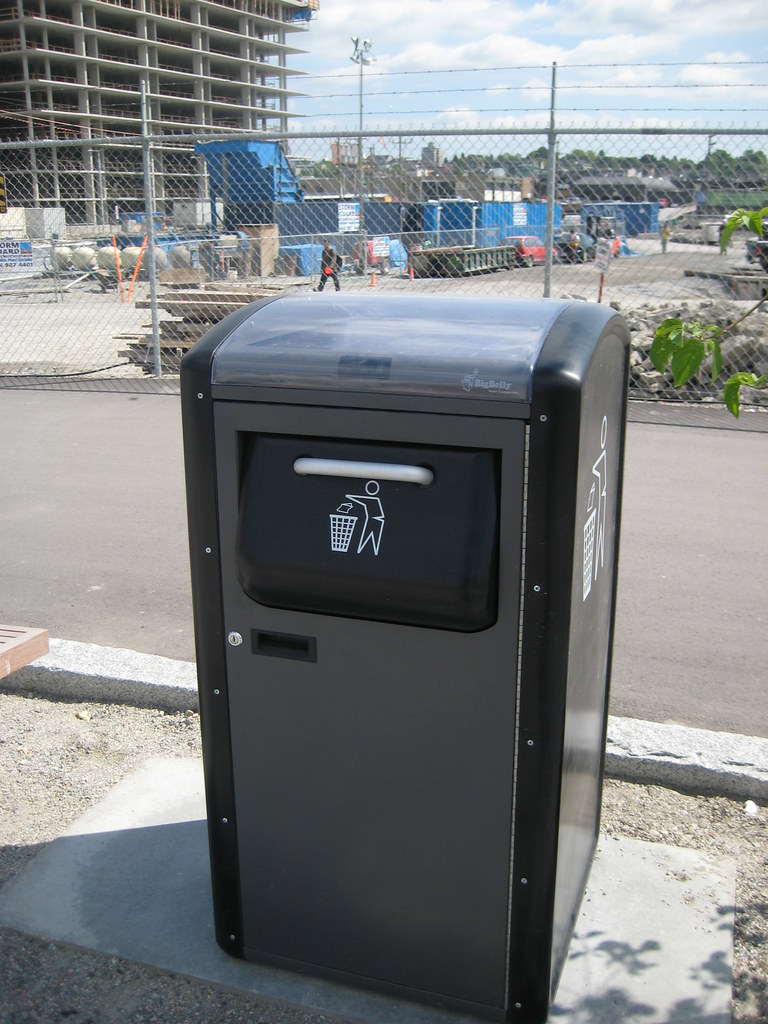 olympic village.bigbelly solar powered garbage can Flickr