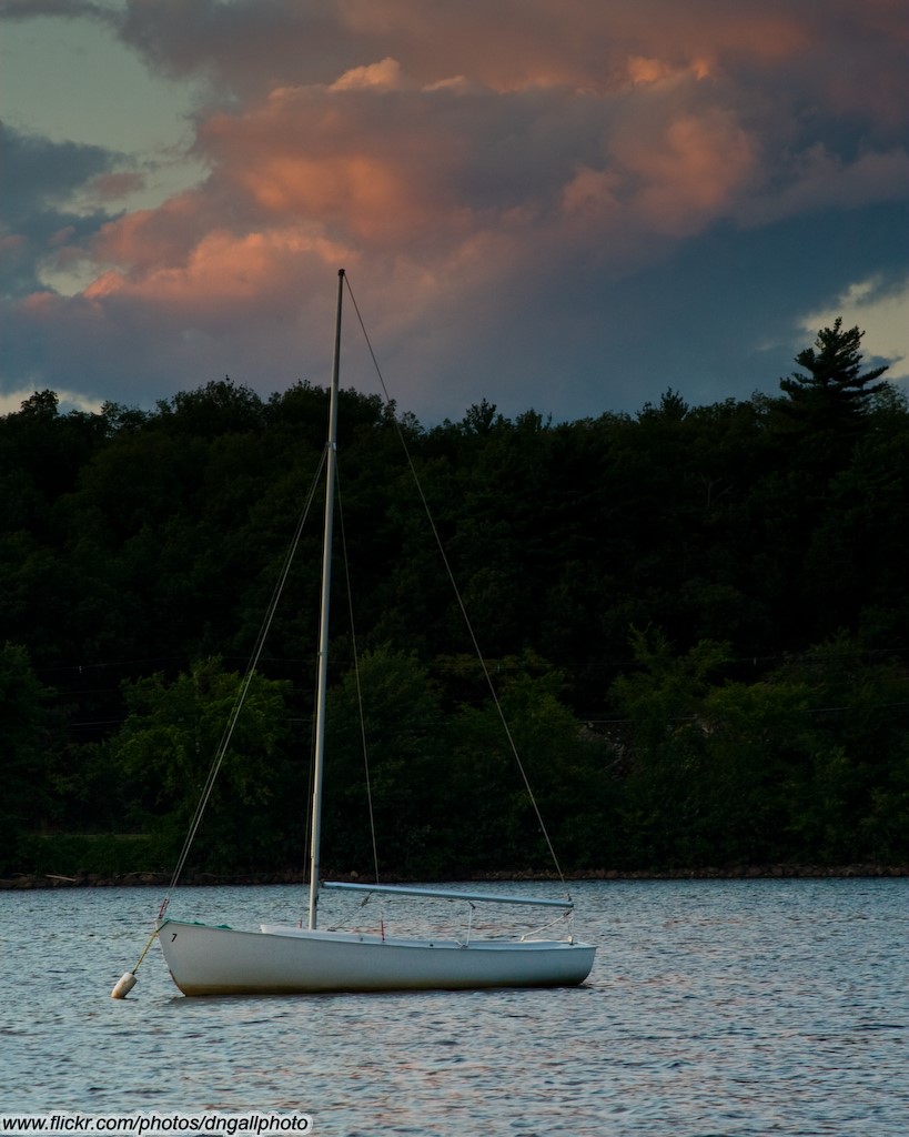 Sailboat at Sunset Spot Pond, Stoneham, Massachusetts dngallphoto