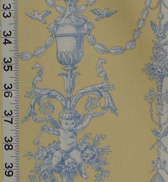 Angel merangel toile fabric A blue yellow toile fabric. T… Flickr