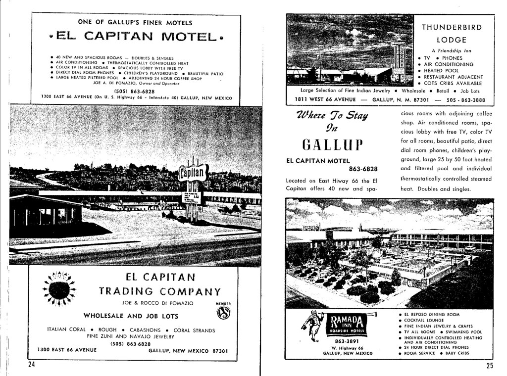 Gallup motel ads, 1973 Ads for El Capitan Motel, Thunderbi… Flickr