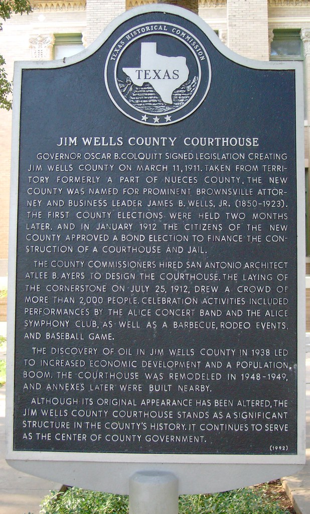 Jim Wells County Courthouse Marker (Alice, Texas) Located … Flickr