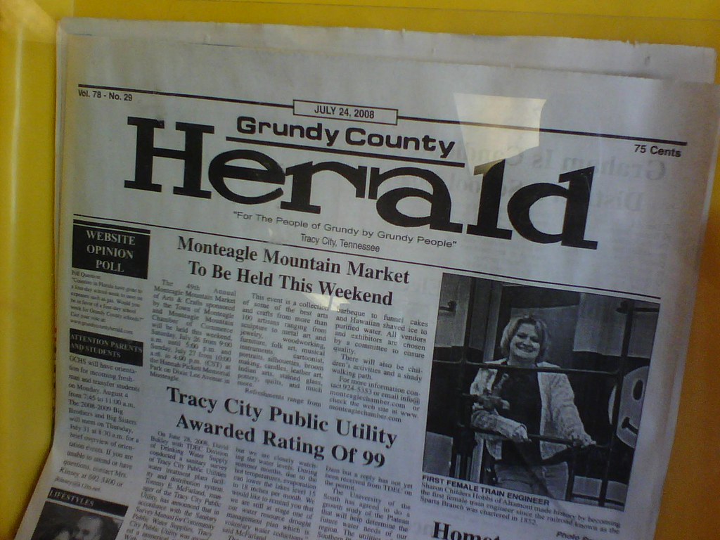 Grundy County Herald, Tennessee I liked the awkward letter… Flickr