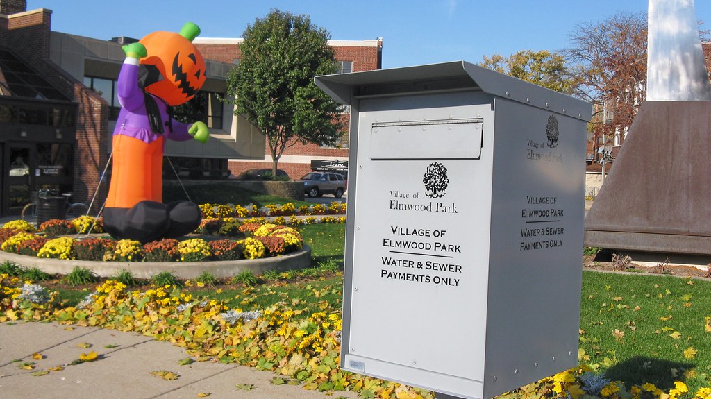 On the grounds of the Elmwood Park Village Hall building. Elmwood Park