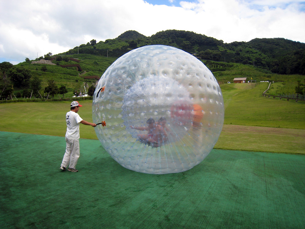 My first Zorbing Zorbing is where two people get in a gian… Flickr