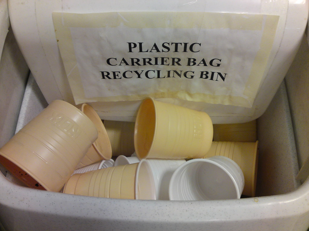 Plastic Carrier Bag Recycling Bin It's lucky our office is… Flickr