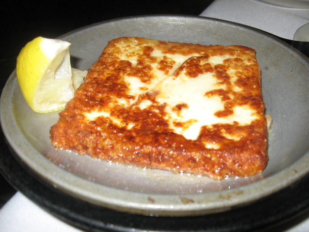 Flaming Saganaki Cheese This fried cheese is really salty.… Flickr