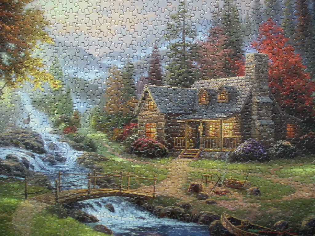 Jigsaw Puzzle "Mountain Paradise," Artwork by Thomas Kinkade, Explore 418, Feb. 19, 2009 a