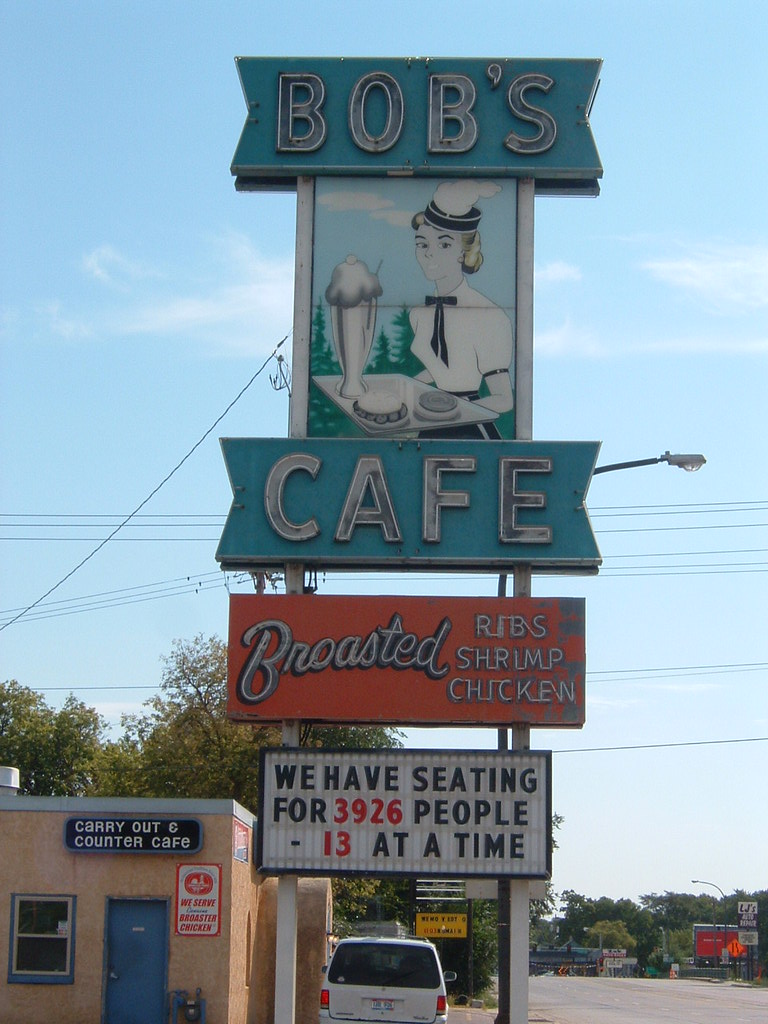 bob's cafe, sioux falls, SD I loved this old sign in Sioux… Flickr