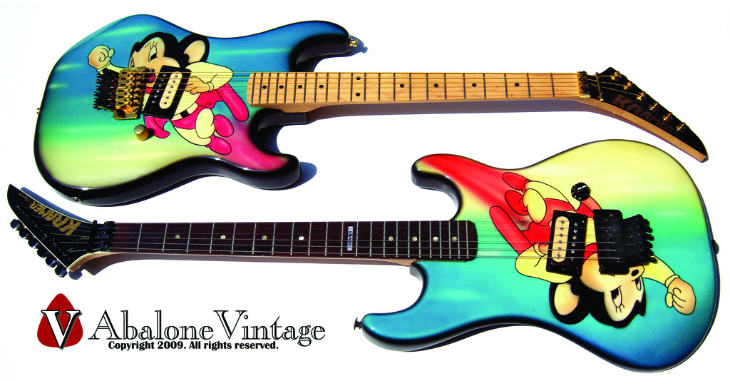 1980's Kramer Mighty Mouse graphic Baretta guitars. Airbrushed by