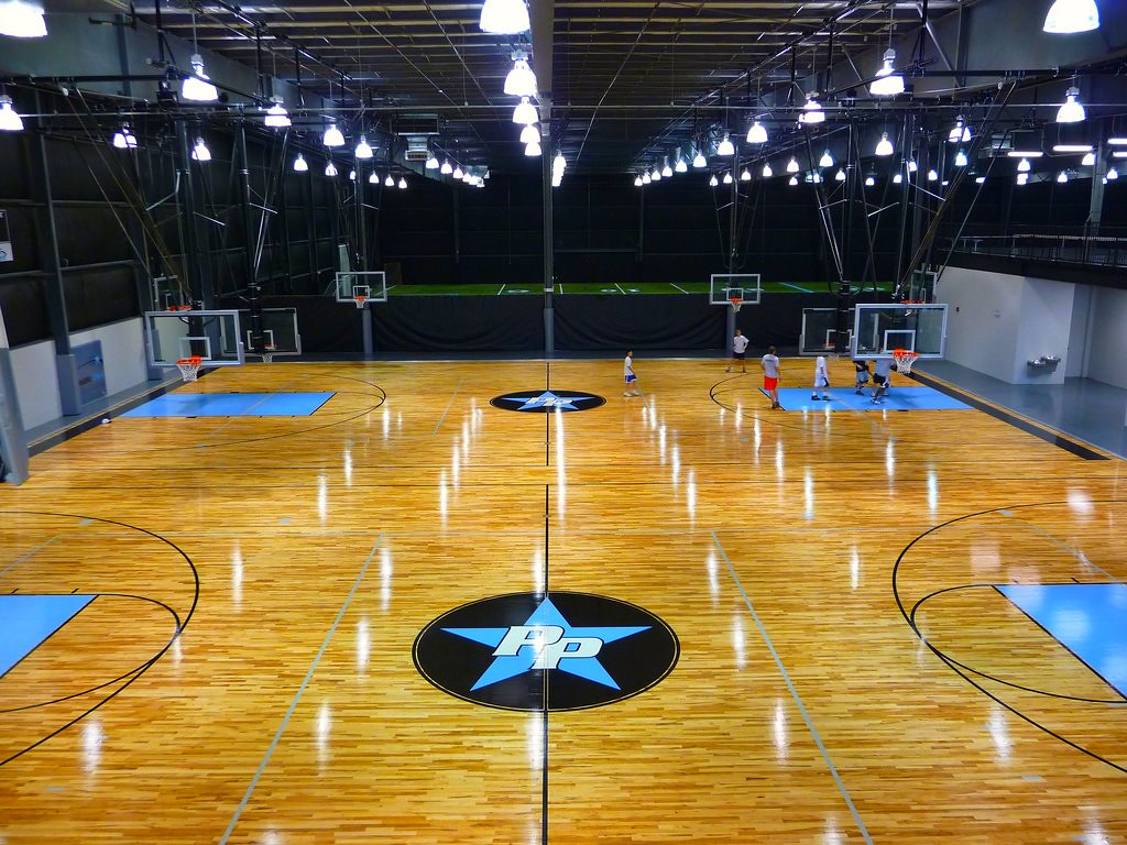 Two of the three basketball courts in the facility Flickr