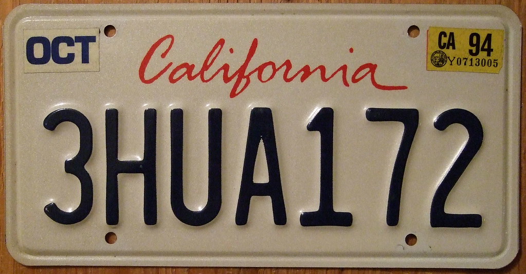 CALIFORNIA 1994 LICENSE PLATE SCRIPT BASEPLATE By 1994 … Flickr