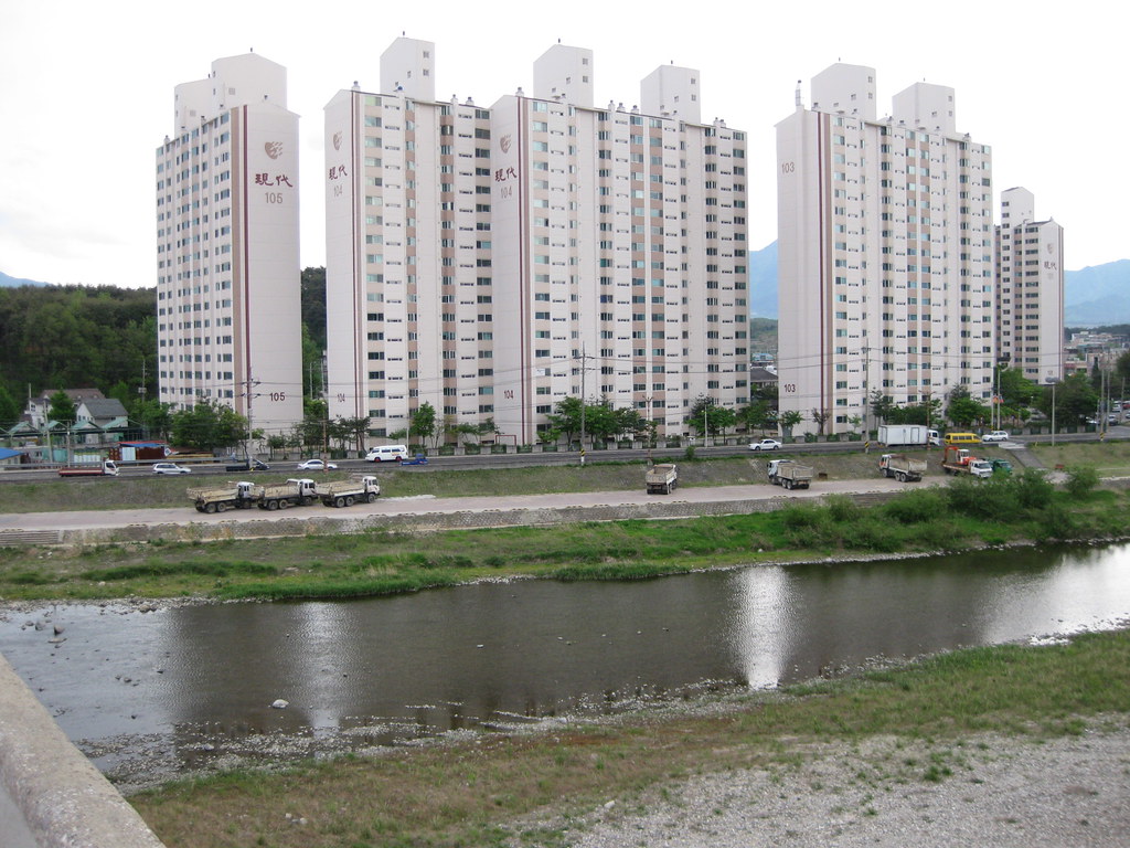Korean apartment blocks Cycling south on Hwy 7, northeast… Flickr