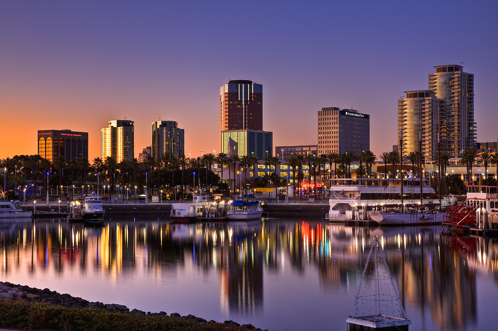 Long Beach Skyline View On Black HDR from 3 raw +/ 2 ev. … Flickr