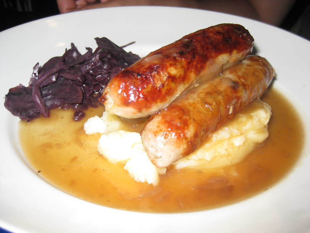 Pork and leek sausages with mash and onion gravy ashby Flickr