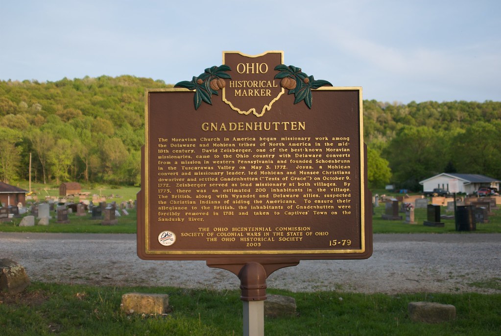gnadenhütten sign 1 Ohio historical marker about Gnadenhüt… Michael