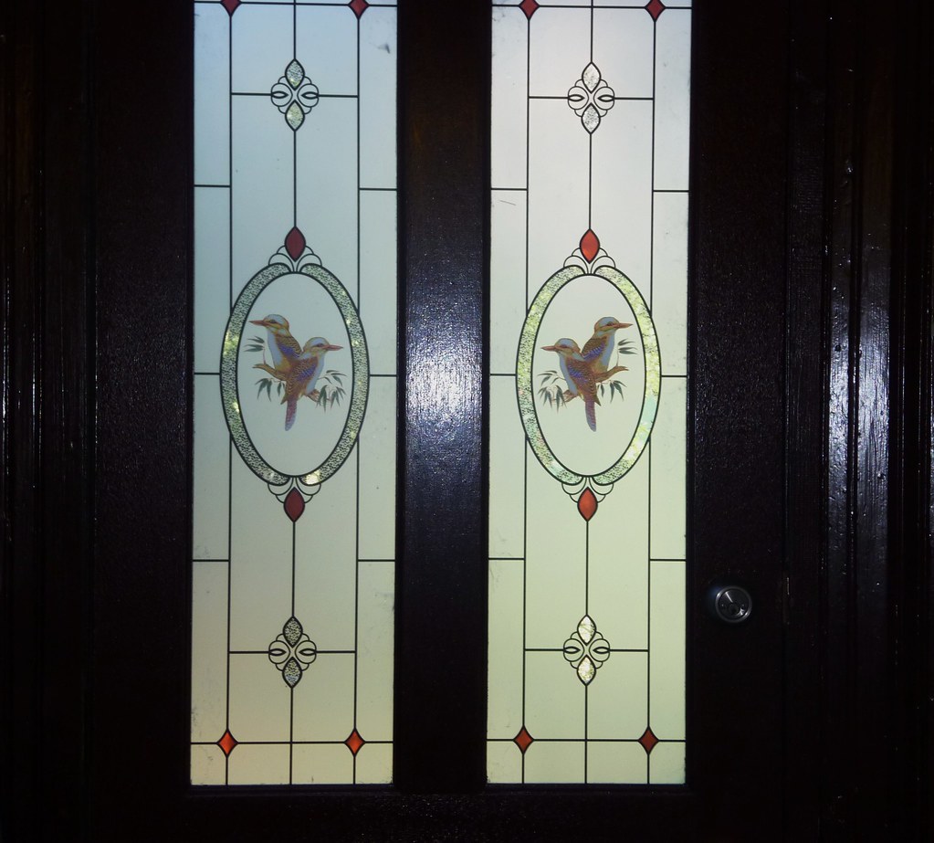 Glass door panels at Benedict House, Queanbeyan, NSW, Aust… Flickr
