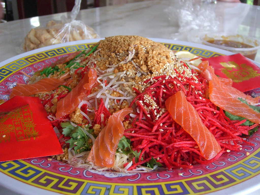 Chinese New Year Yee Sang Prosperity Salad raw salmon Grand Tofu