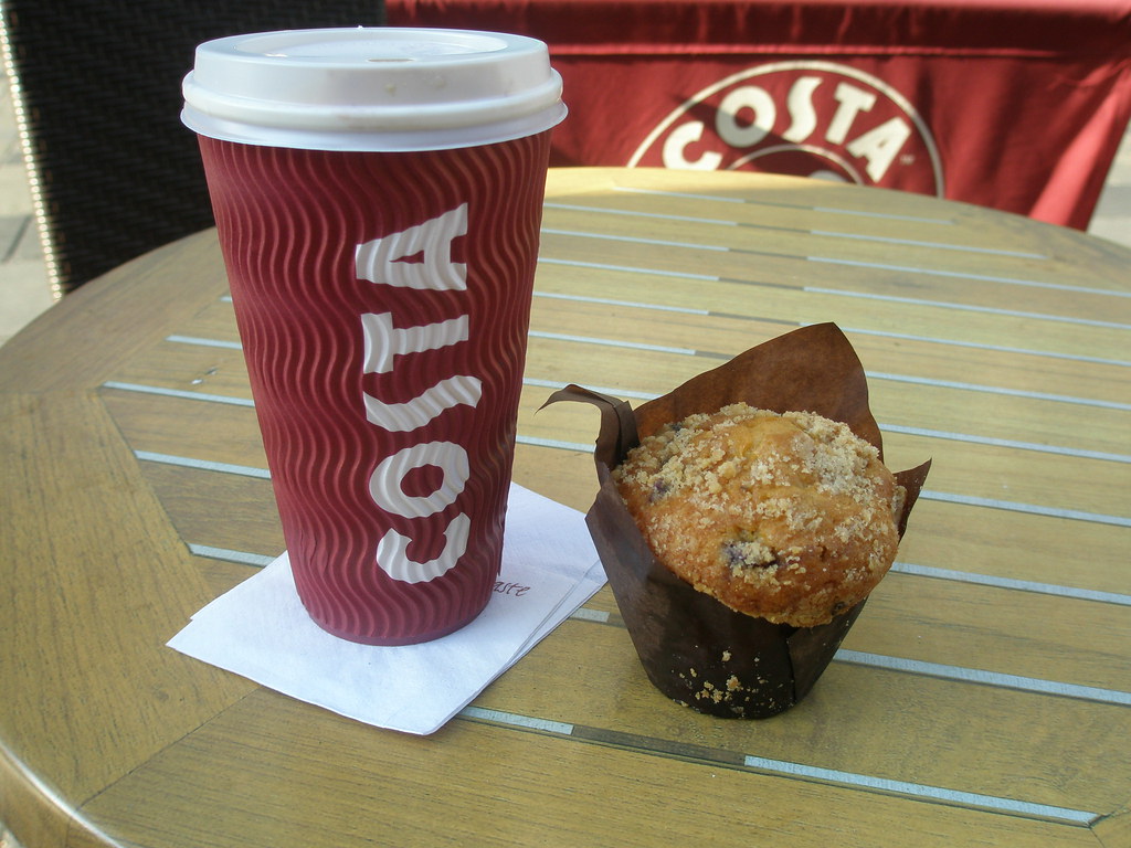 cappuccino and blueberry muffin from COSTA MCBOY Flickr