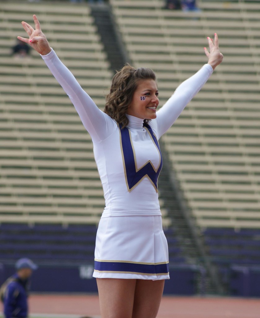 uw huskies cheerleader throwing up the w MIKE Flickr