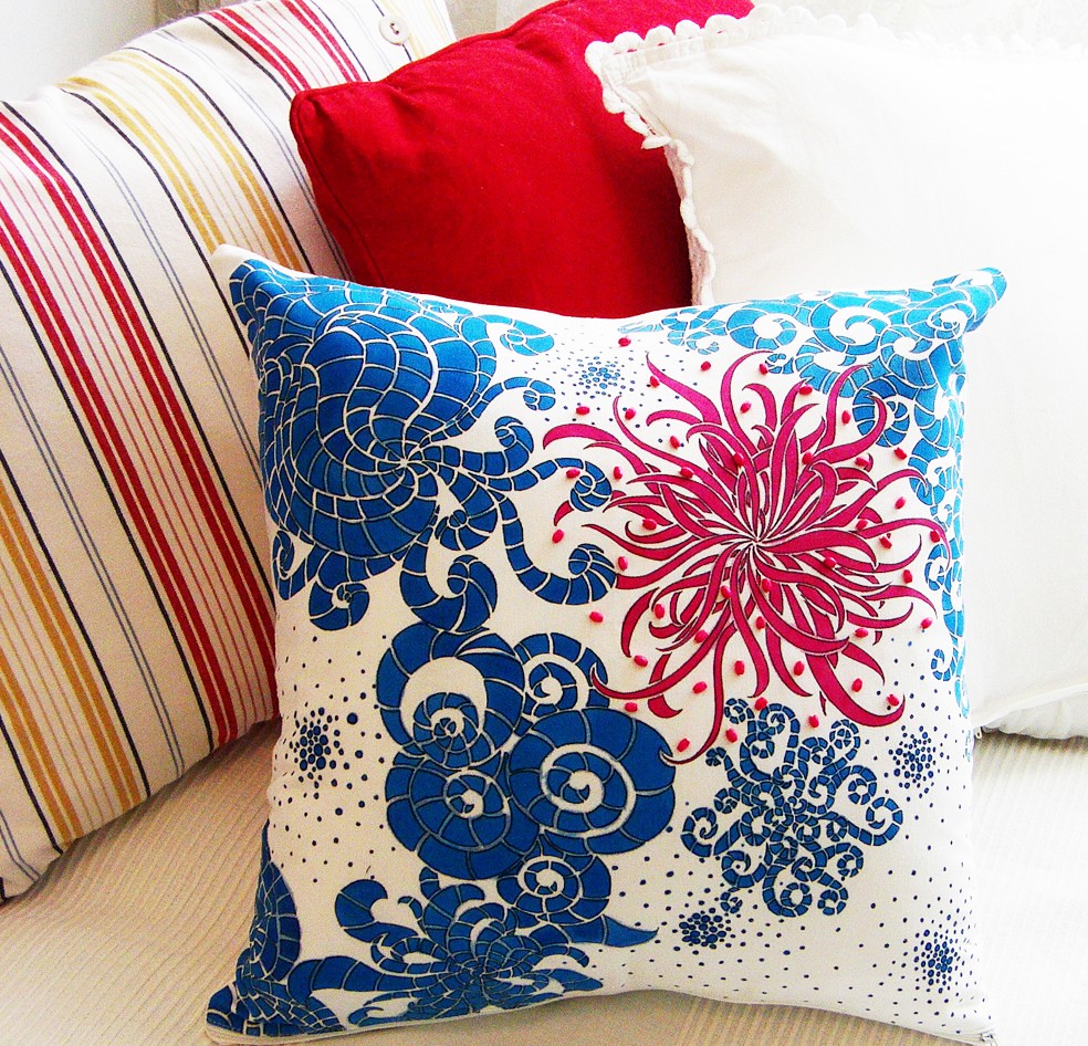 Handmade throw pillow cover hand painted decorated with be… Flickr