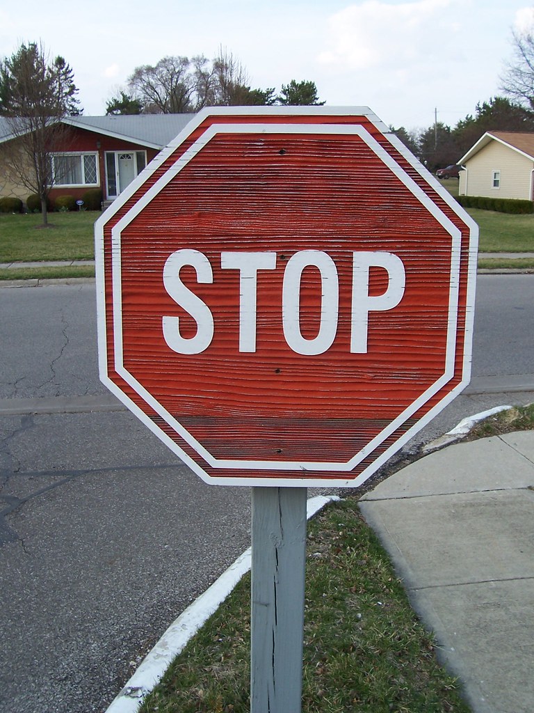 Wooden Stop Sign A wooden stop sign beside the road in Del… Flickr