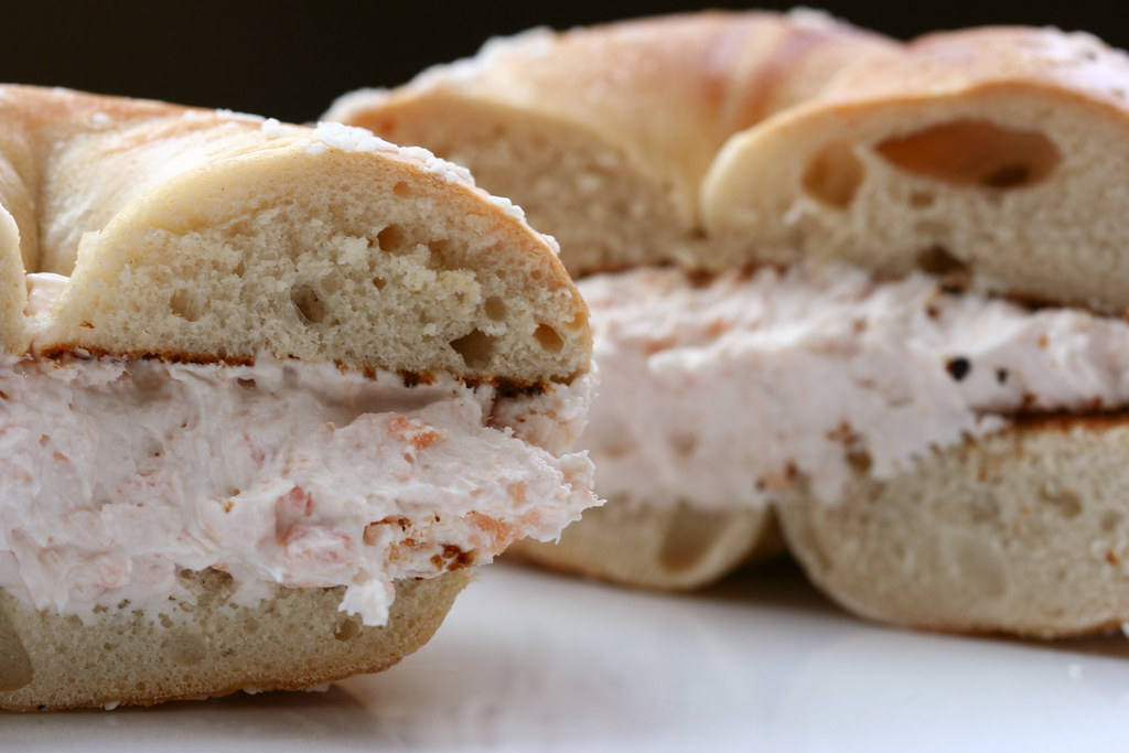 Salt Bagel with Tofu Lox from Bergen Bagels No really, it'… Flickr