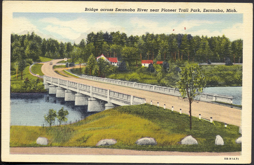 Escanaba MI UP Escanaba River Bridge at Pioneer Park Card … Flickr
