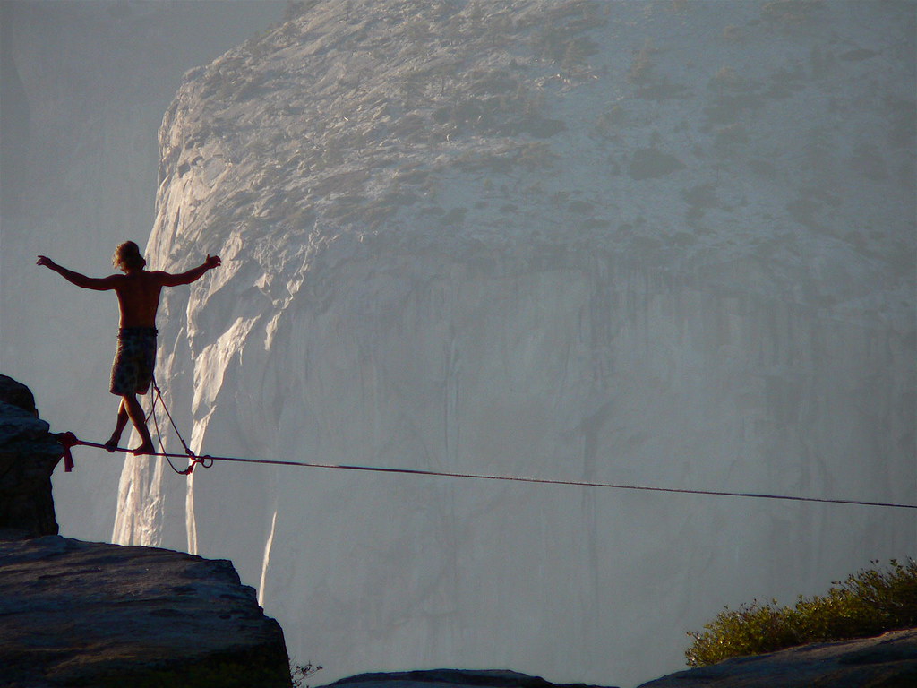 Slack rope at Taft Point in Yosemite National Park Flickr