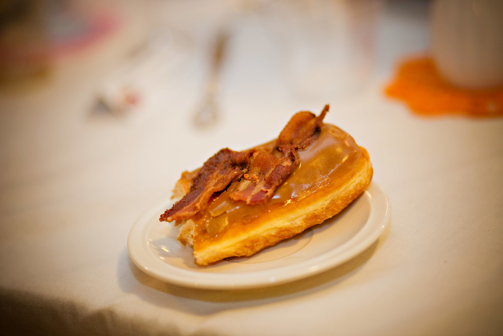 Bacon maple bar From vendor of yumminess, Voodoo Doughnuts… Flickr