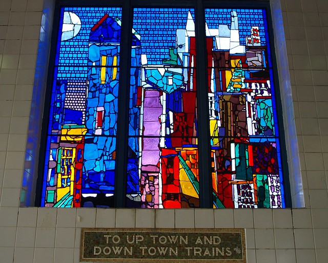 CITY OF LIGHT Stained Glass Windows, Westchester Square Subway Station