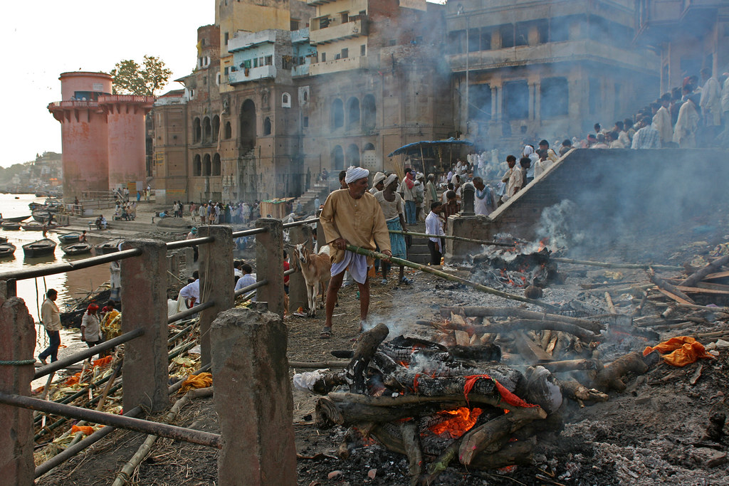 Cremation at Manikarnika Burning Ghat Varanasi, India a photo on