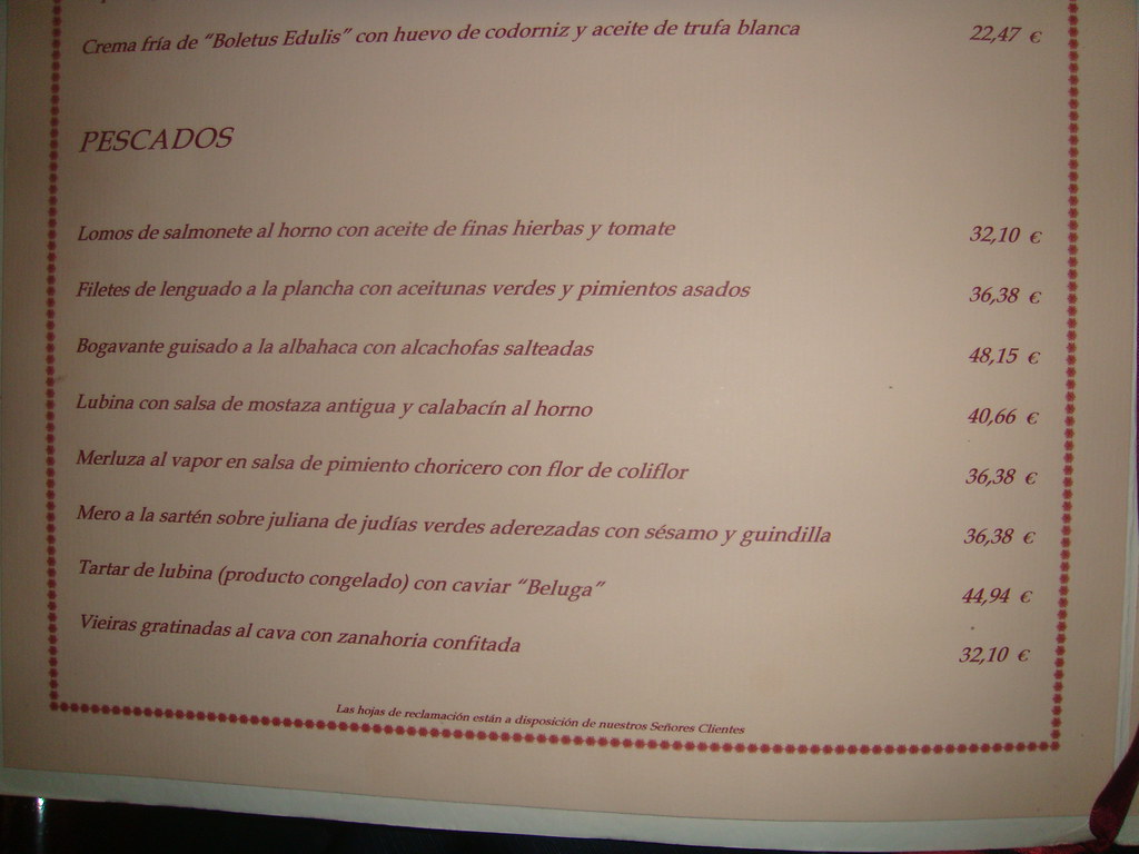 Restaurante Zalacain Madrid Carta de platos Pablo Monteagudo Flickr