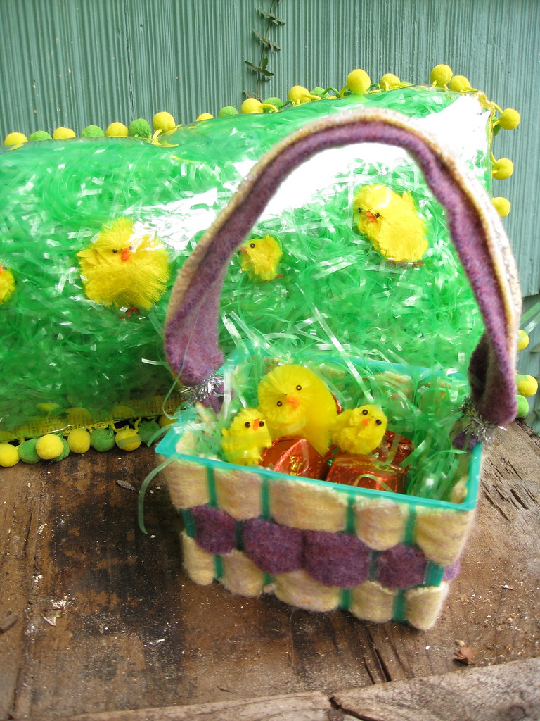 Easter basket and pillow I saw the packages of Easter gras… Flickr