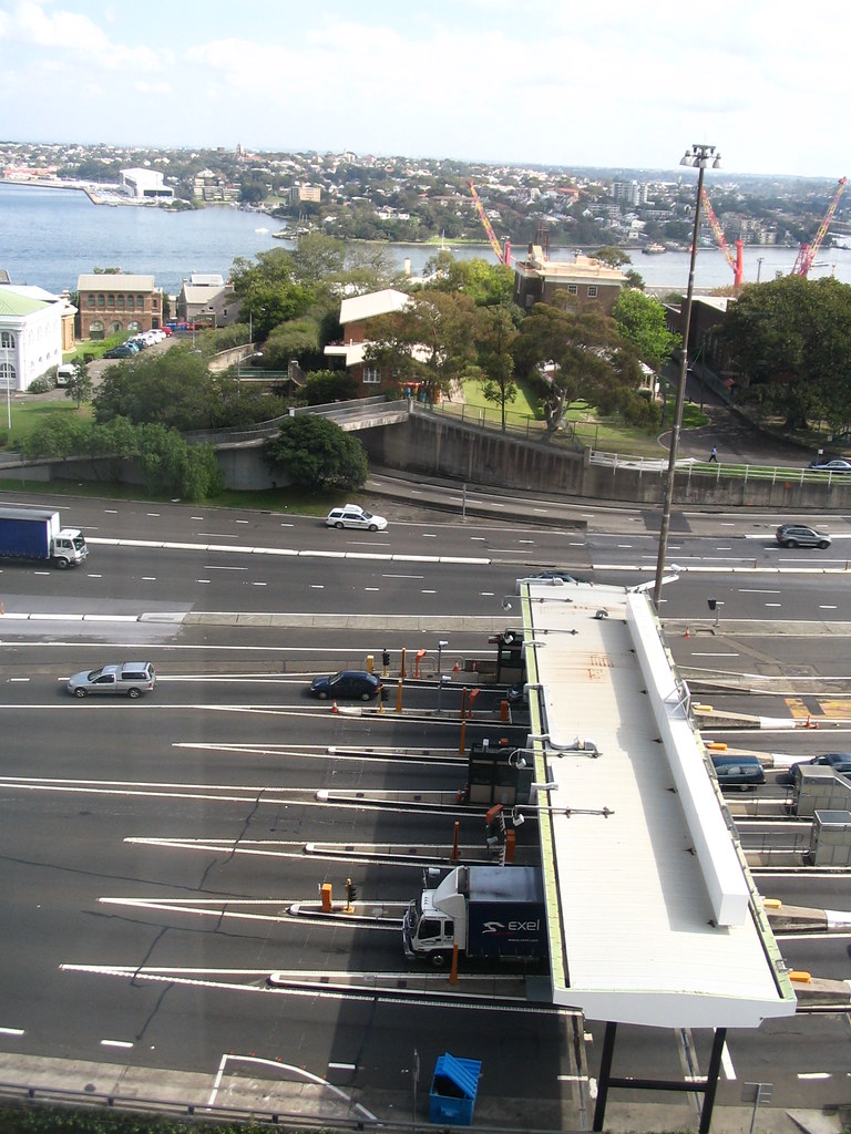 Toll gate on Bradfield Highway and harbor in Sydney Flickr