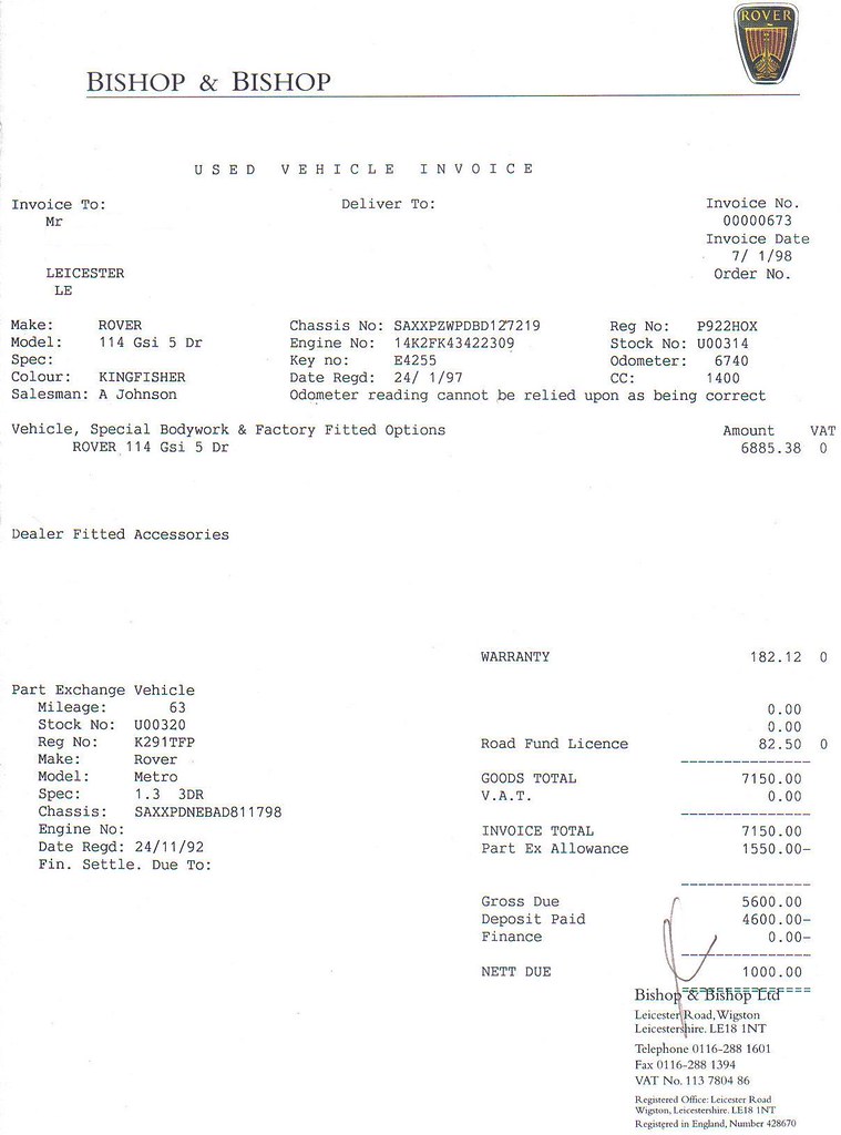 AND USED CAR INVOICE JANUARY 1998 Jonathan Flickr