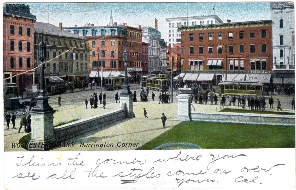 Postcard 016Front Harrington Corner in Worcester, MA heytampa Flickr
