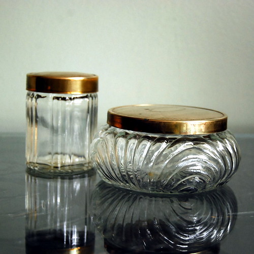 Art Deco dresser jars Pressed glass dresser jars with embo… Flickr