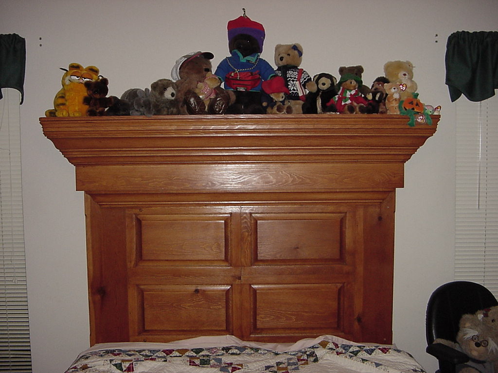 knotty pine headboard made from doors Flickr