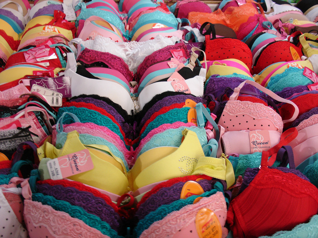 bras for sale seen at a flea market in Samm Flickr