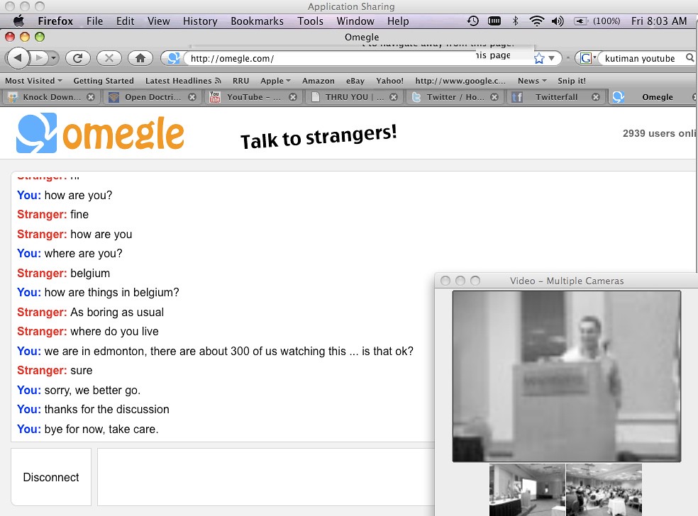 Live chat in Omegle with 300 people watching No words