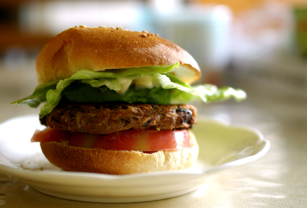 hamburger Black beans burgers from Veganomicon recipe.toda… Flickr