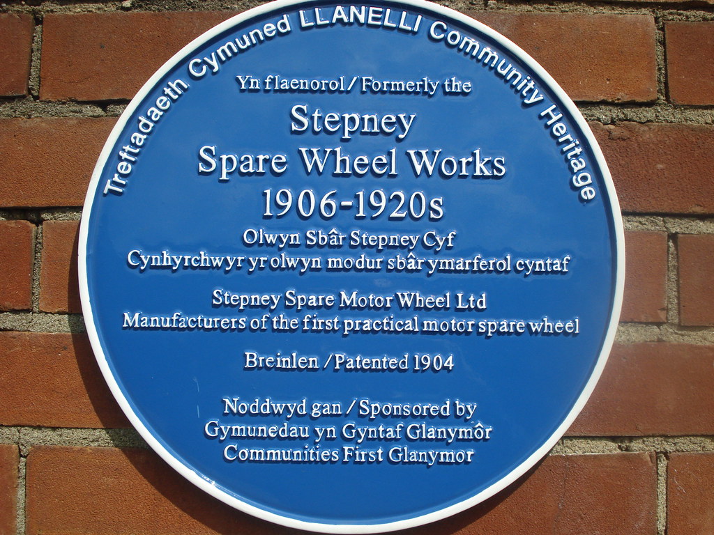 Blue plaque, Stepney Spare Wheel Works, Llanelli Ronald John Saunders