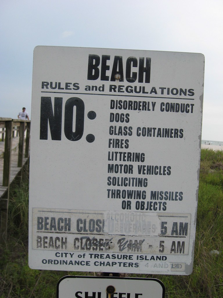 Beach Rules This sign is posted on the beach at Treasure I… Flickr