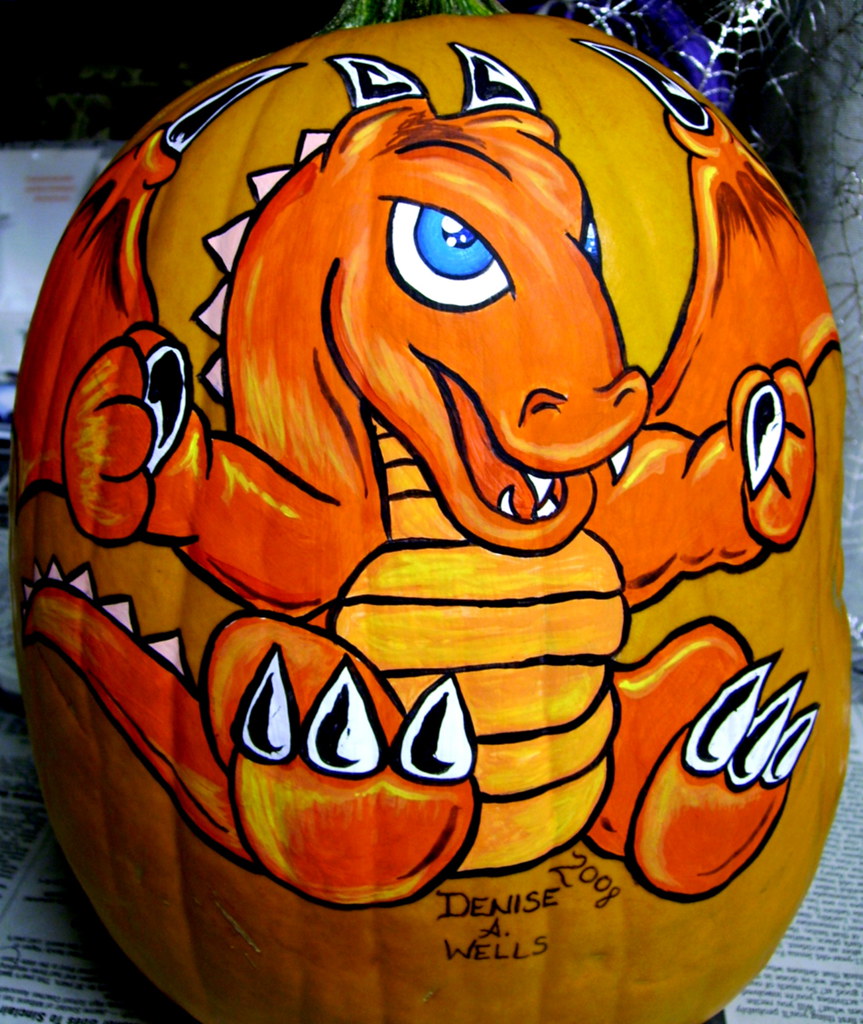 Dragon Pumpkin painting by Denise A. Wells I LOVE to paint… Flickr