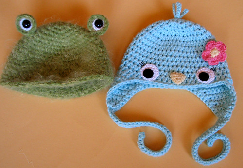 Newborn Frog Beanie and Bluebird Hat Yhe frog hat was a cu… Flickr