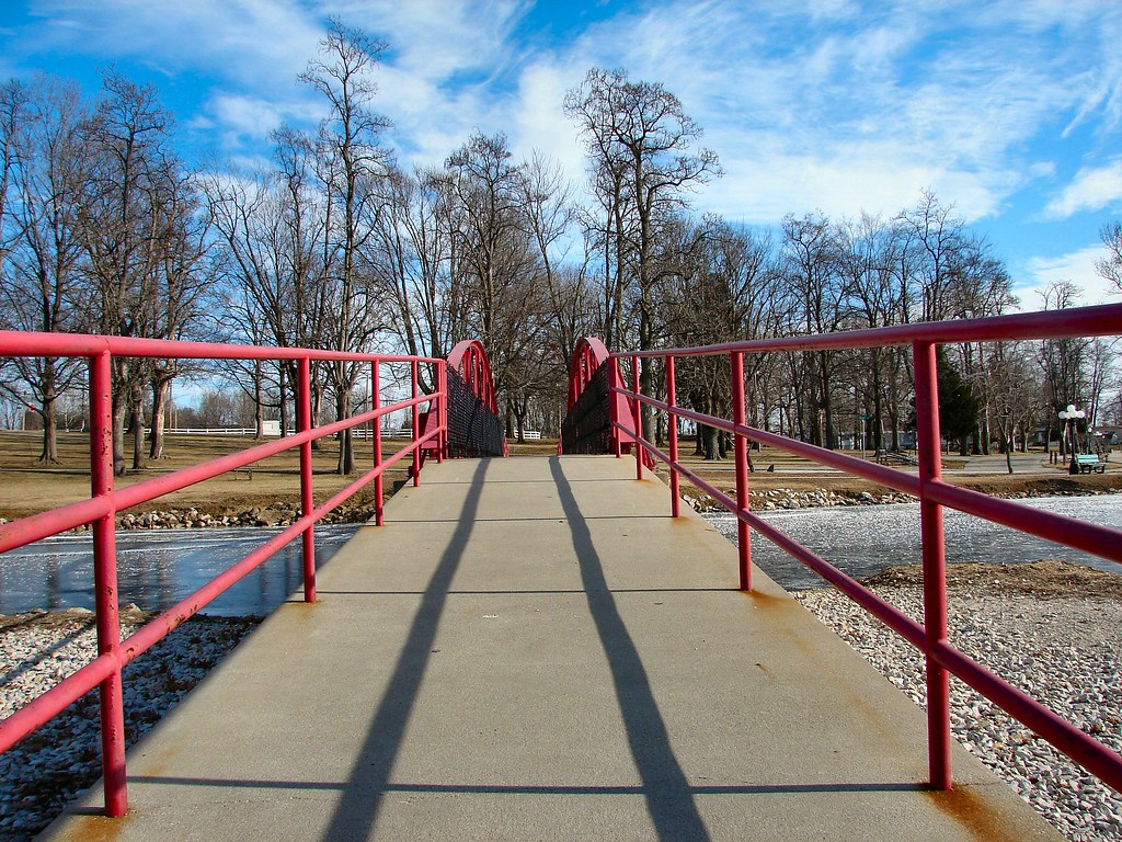 Red Bridge At Eastside Park in Washington, Indiana. Cindy